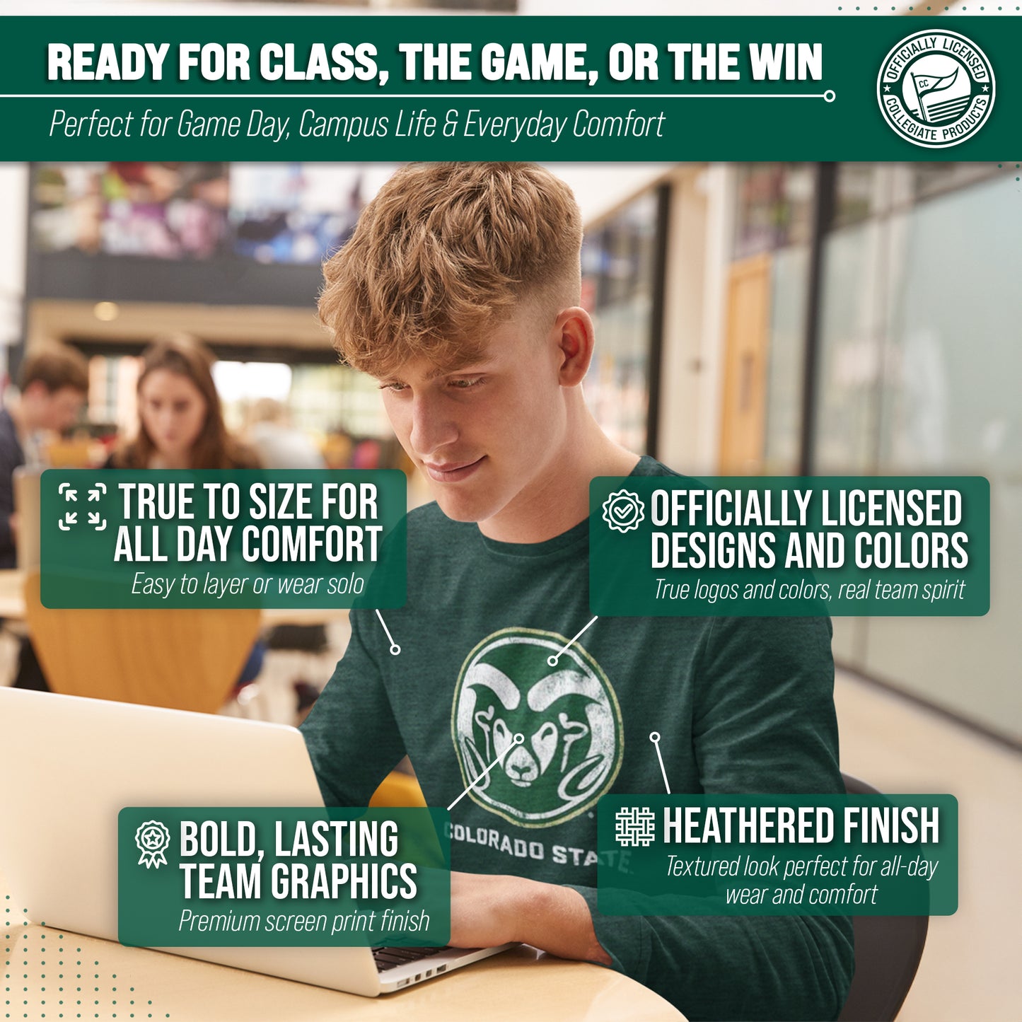 Colorado State Rams NCAA MVP Adult Long-Sleeve Shirt - Green