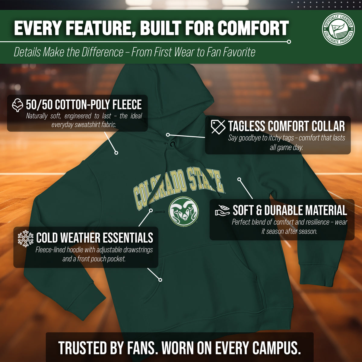 CSU Arch & Logo Gameday Hoodie - Green