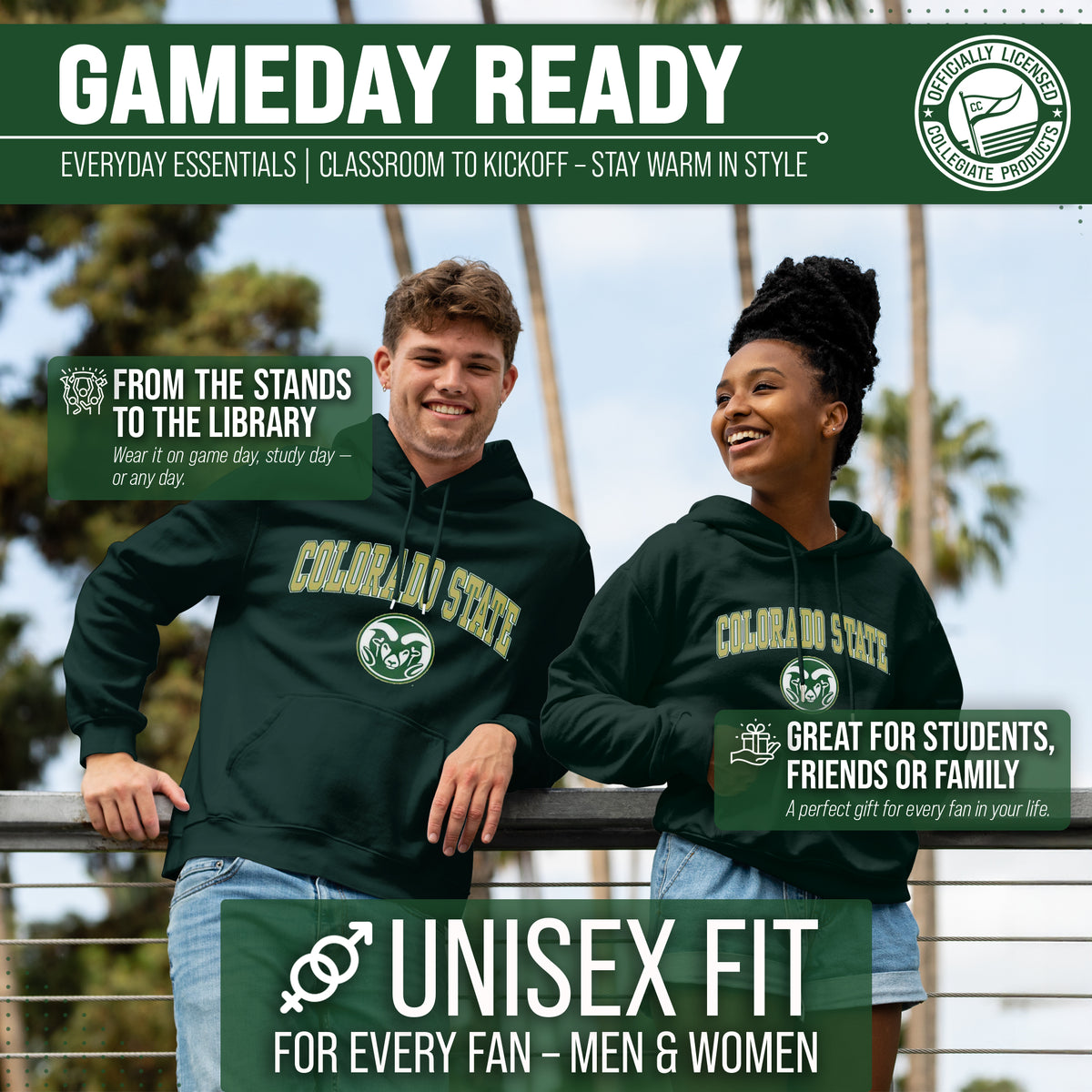 CSU Arch & Logo Gameday Hoodie - Green