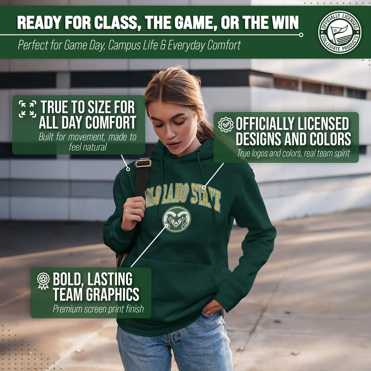 CSU Arch & Logo Gameday Hoodie - Green