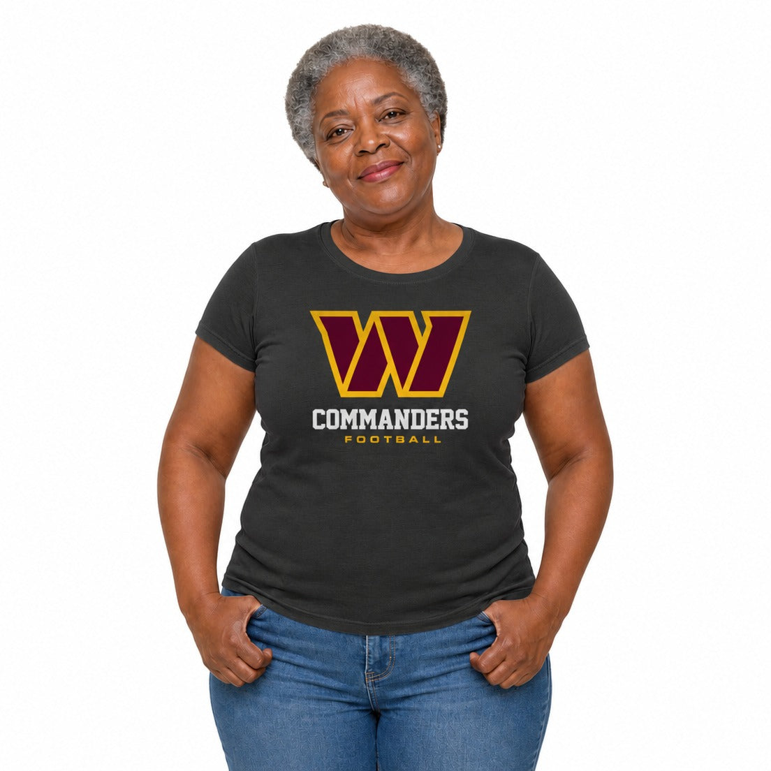 Washington Commanders  Women's NFL Big Logo Cotton T-Shirt - Black