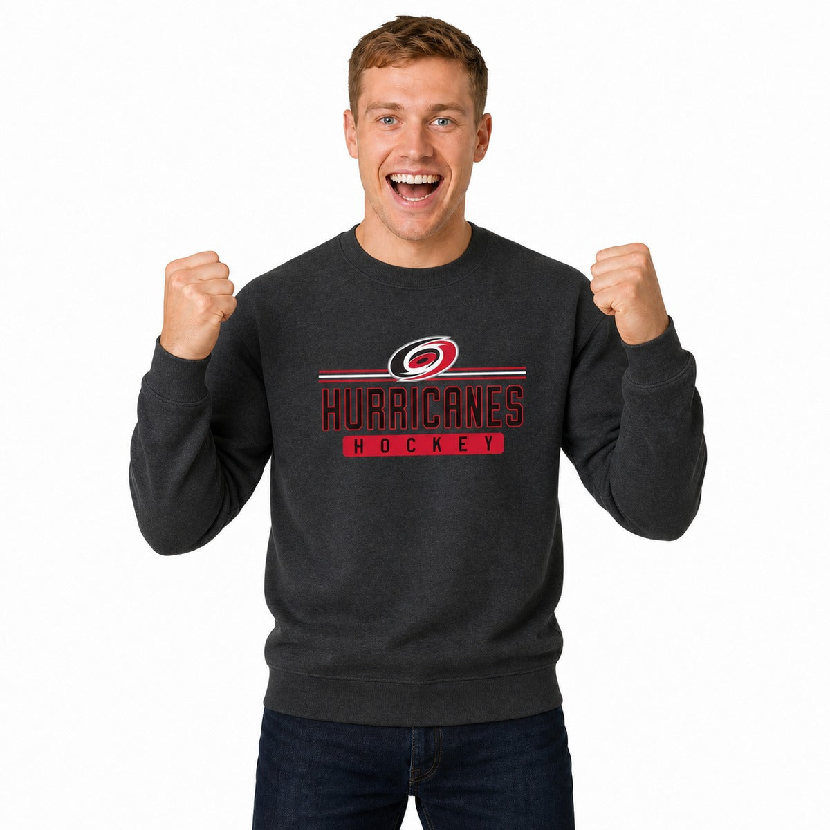 Carolina Hurricanes  NHL True Fan Fleece Crewneck Sweatshirt Men Women - Charcoal