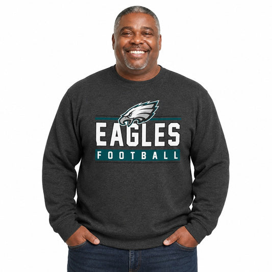 Philadelphia Eagles  True Fan Crewneck Sweatshirt Men Women Fleece NFL - Charcoal