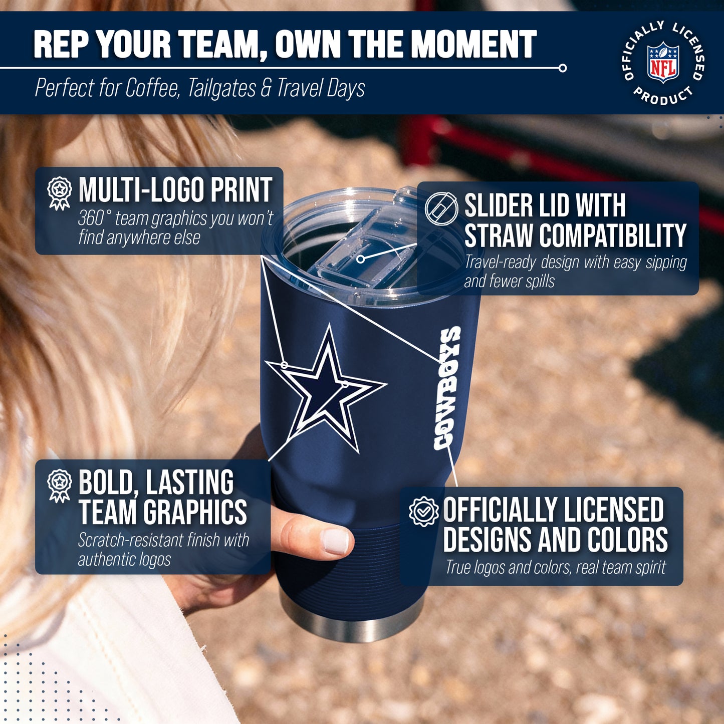 Dallas Cowboys NFL 30oz Gameday Stainless Steel Tumbler - Navy