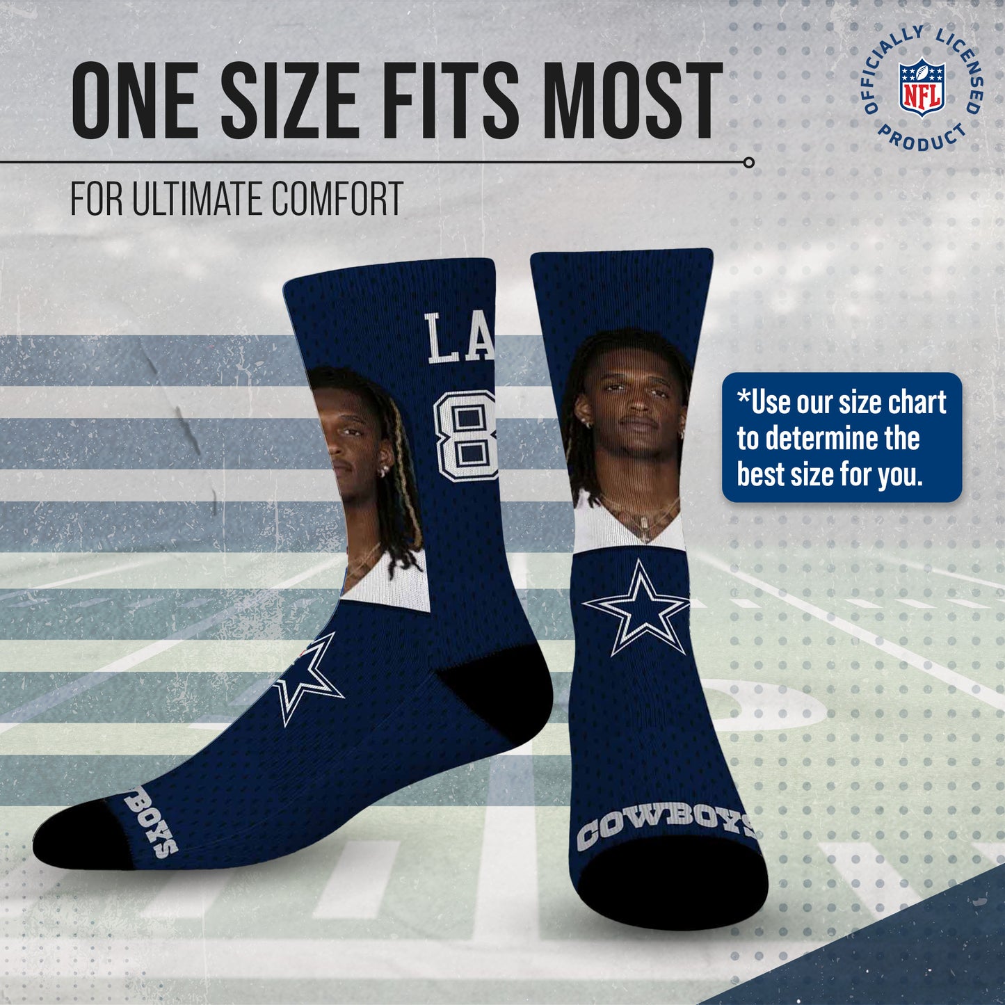 Dallas Cowboys NFL Youth Roster Player Crew Socks - Navy