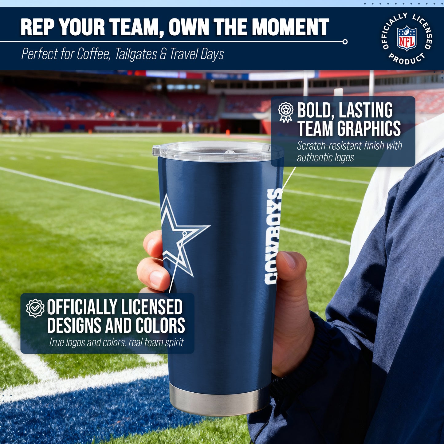 Dallas Cowboys NFL 20oz Gameday Stainless Steel Tumbler - Navy