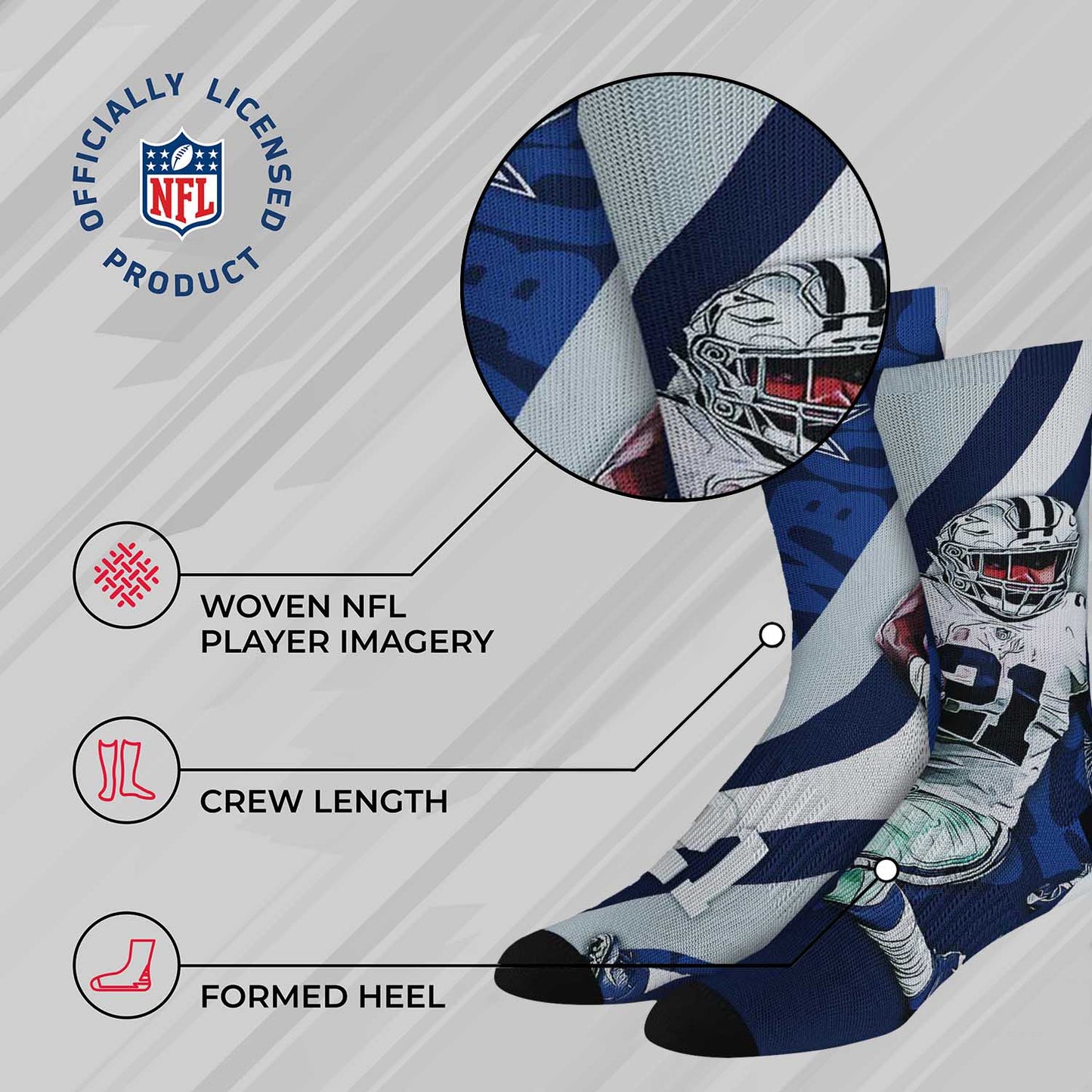 Dallas Cowboys NFL Adult Player Stripe Sock - Navy
