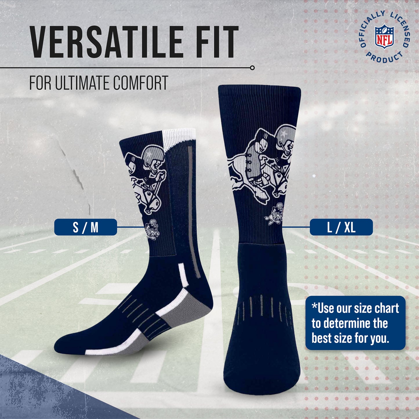 Dallas Cowboys NFL V Curve  Socks - Indigo/Navy