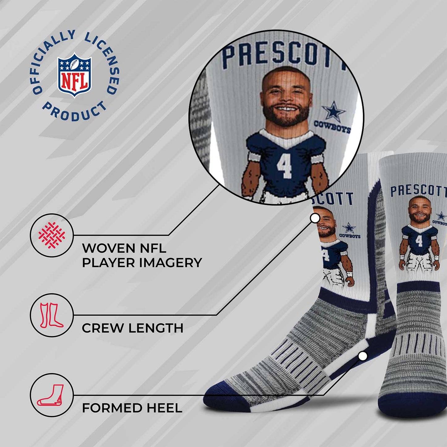 Dallas Cowboys NFL V Curve Socks - Sport Gray #4