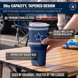 Dallas Cowboys  30 oz Stripe Powder Coat Tumbler | NFL Stainless - Navy