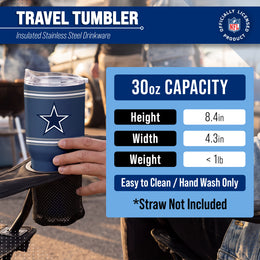 Dallas Cowboys  30 oz Stripe Powder Coat Tumbler | NFL Stainless - Navy