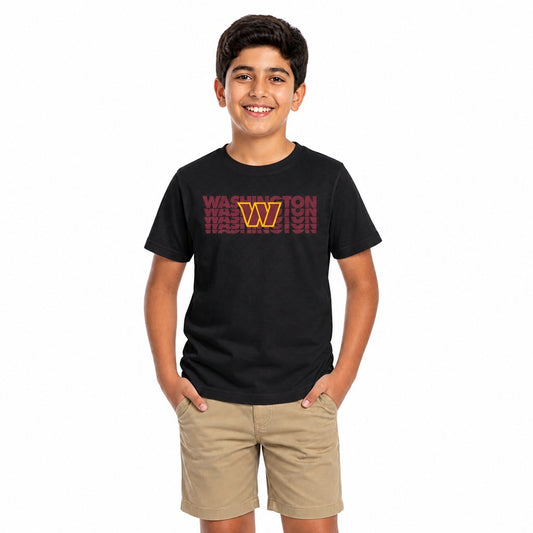 Washington Commanders  NFL Youth Repeating Logo T-Shirt Boys Girls - Black