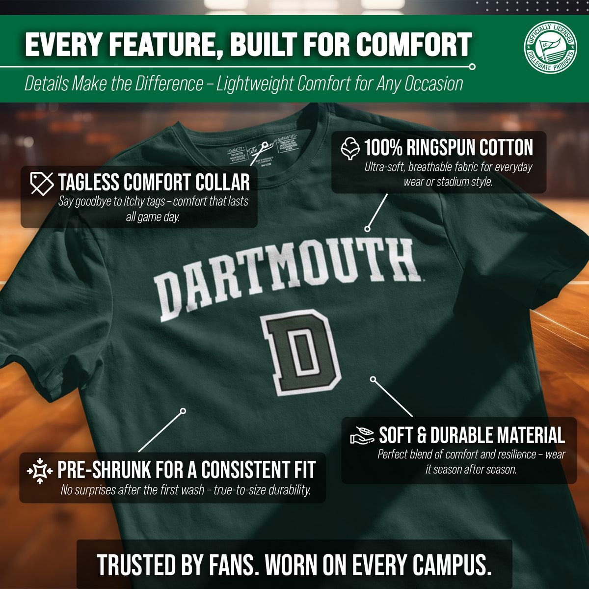 Dartmouth Big Green NCAA Adult Gameday Cotton T-Shirt - Green
