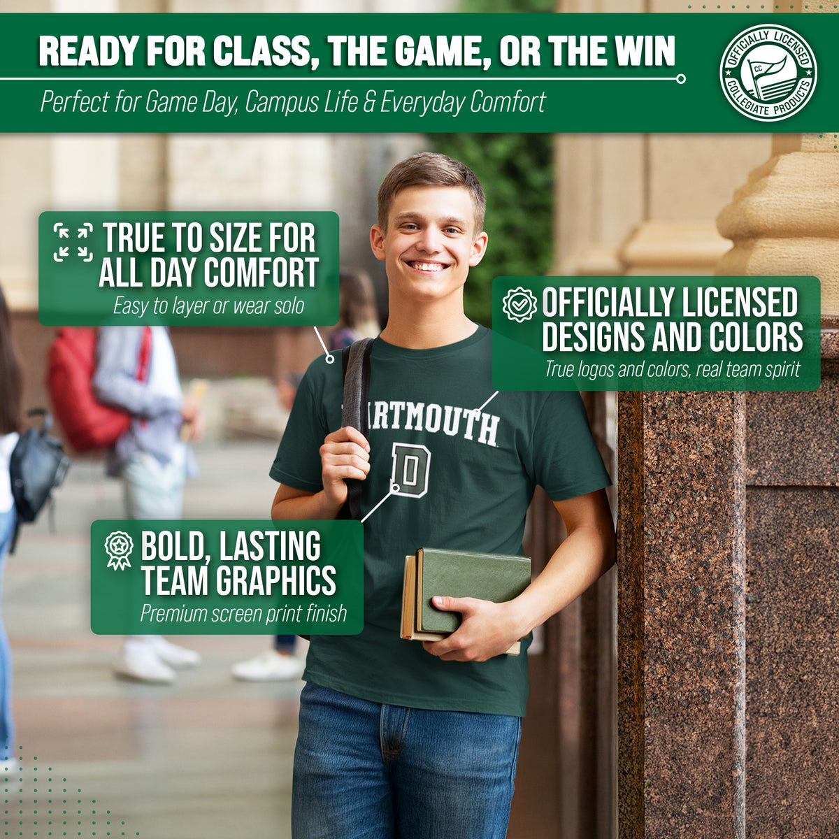 Dartmouth Big Green NCAA Adult Gameday Cotton T-Shirt - Green