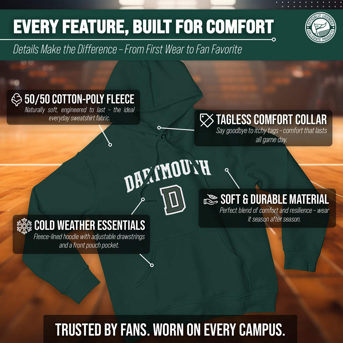 DART Arch & Logo Gameday Hoodie - Green