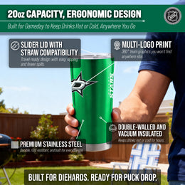 Dallas Stars NHL Hockey 20oz Stainless Steel Vacuum Insulated Game Day Tumbler with Silicone Grip - Kelly Green