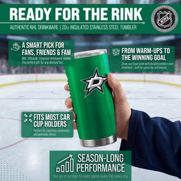 Dallas Stars NHL Hockey 20oz Stainless Steel Vacuum Insulated Game Day Tumbler with Silicone Grip - Kelly Green