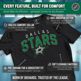 Dallas Stars NHL Adult Powerplay Heathered Unisex T-Shirt - Black Heather