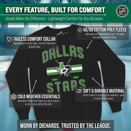 Dallas Stars Adult NHL Faceoff Hockey Fleece Crewneck Sweatshirt - Black