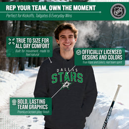 Dallas Stars NHL Adult Unisex Powerplay Hooded Sweatshirt - Black Heather