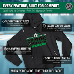 Dallas Stars NHL Adult Heather Charcoal True Fan Hooded Sweatshirt Unisex - Charcoal