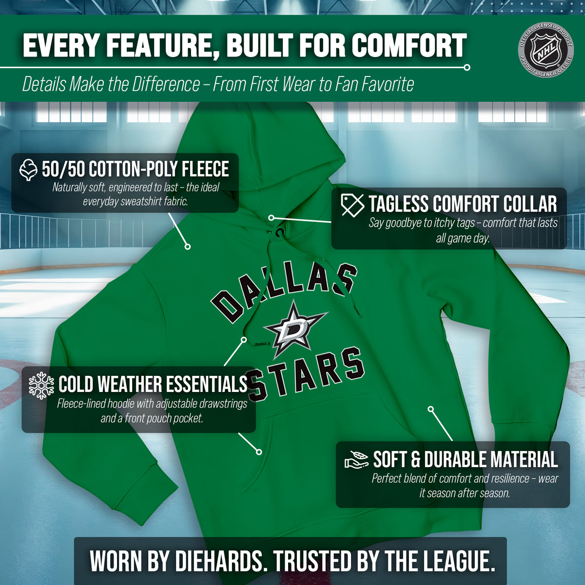 Dallas Stars Hoodie Pullover Sweatshirt - Kelly Green
