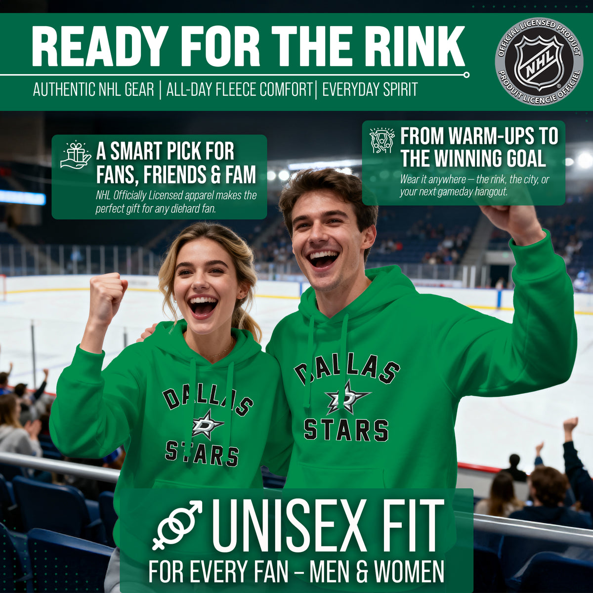 Dallas Stars Hoodie Pullover Sweatshirt - Kelly Green