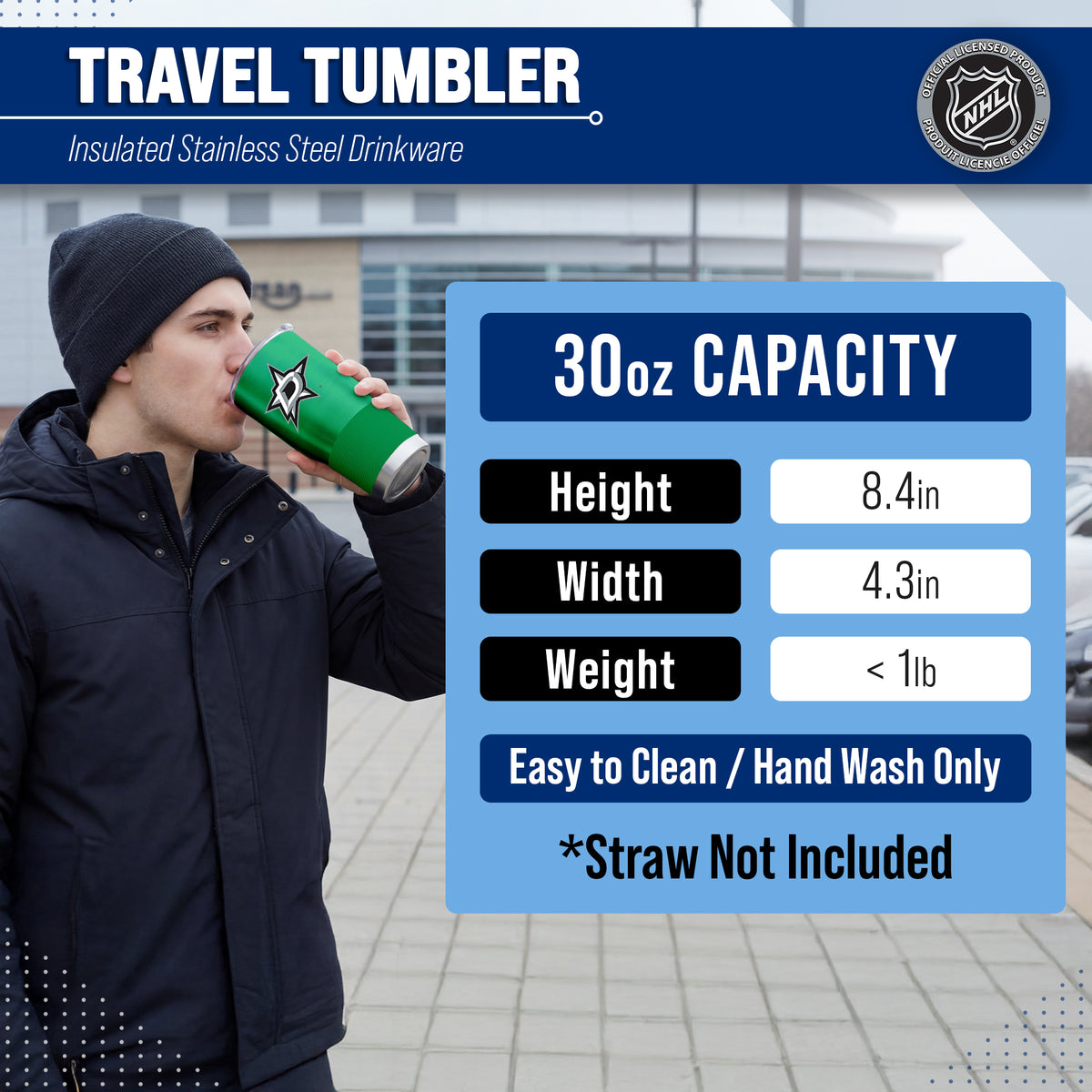 Dallas Stars NHL Hockey 34oz Stainless Steel Vacuum Insulated Game Day Water Bottle with Flip Straw Lid and Handle - Kelly Green