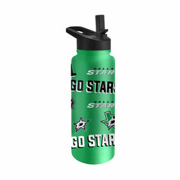Dallas Stars NHL Hockey 34oz Stainless Steel Vacuum Insulated Game Day Water Bottle with Flip Straw Lid and Handle - Kelly Green