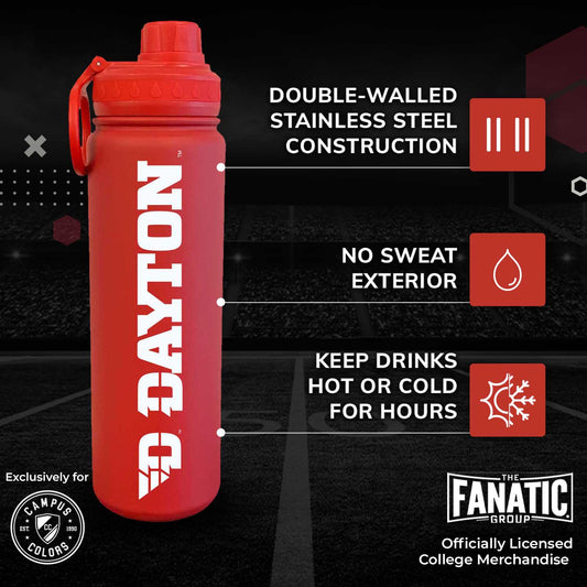 Dayton Flyers Stainless Steel Water Bottle 24 oz Insulated - Red