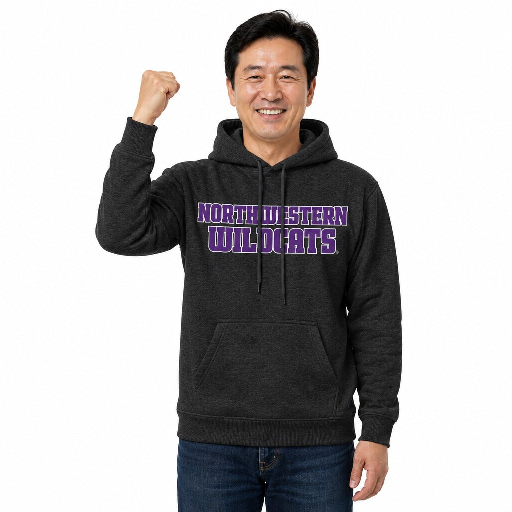 Northwestern Wildcats  NCAA Charcoal Pullover Hoodie Sweatshirt Men Women - Charcoal
