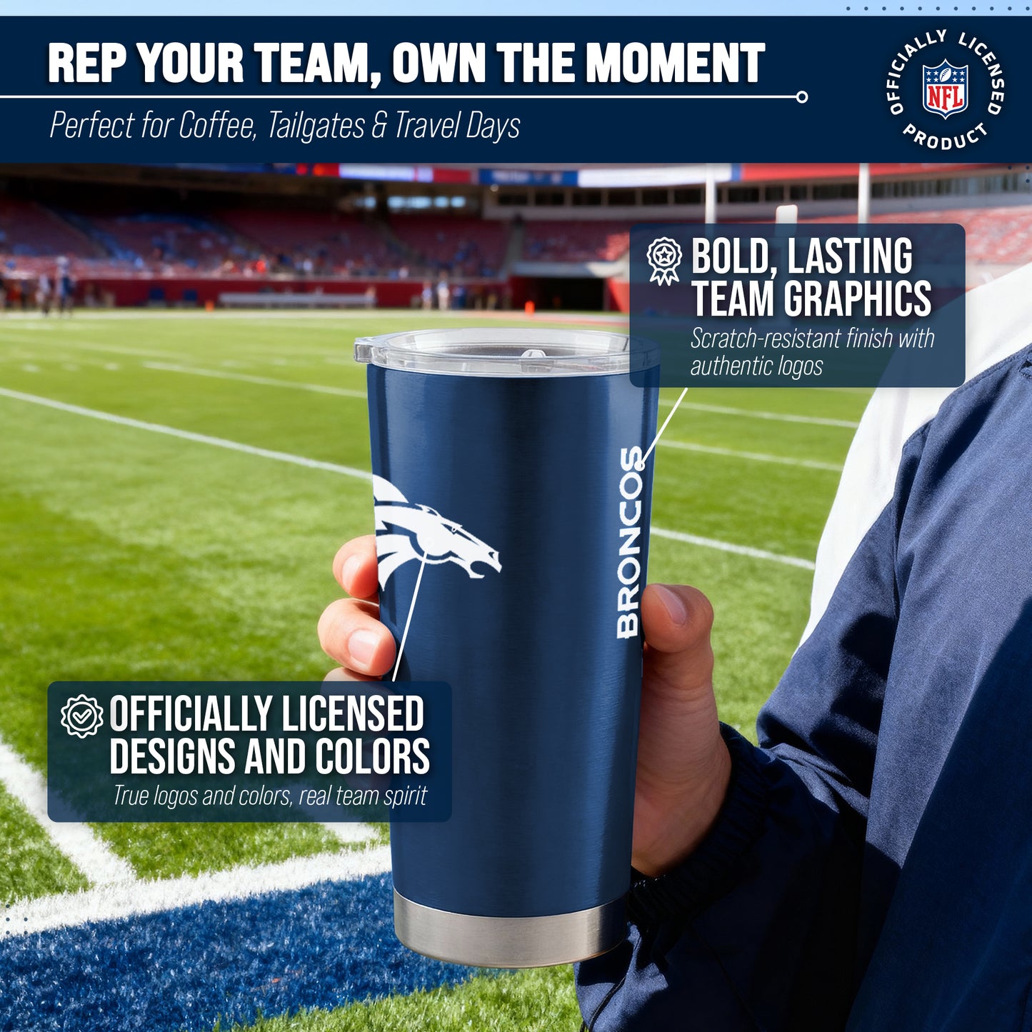 Denver Broncos NFL 20oz Gameday Stainless Steel Tumbler - Navy