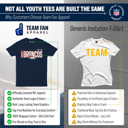 Denver Broncos NFL Youth Modern Endzone Football T-Shirt Unisex Tag Free Comfortable - Navy
