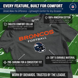 Denver Broncos NFL Youth Football Helmet Tagless T-Shirt - Charcoal