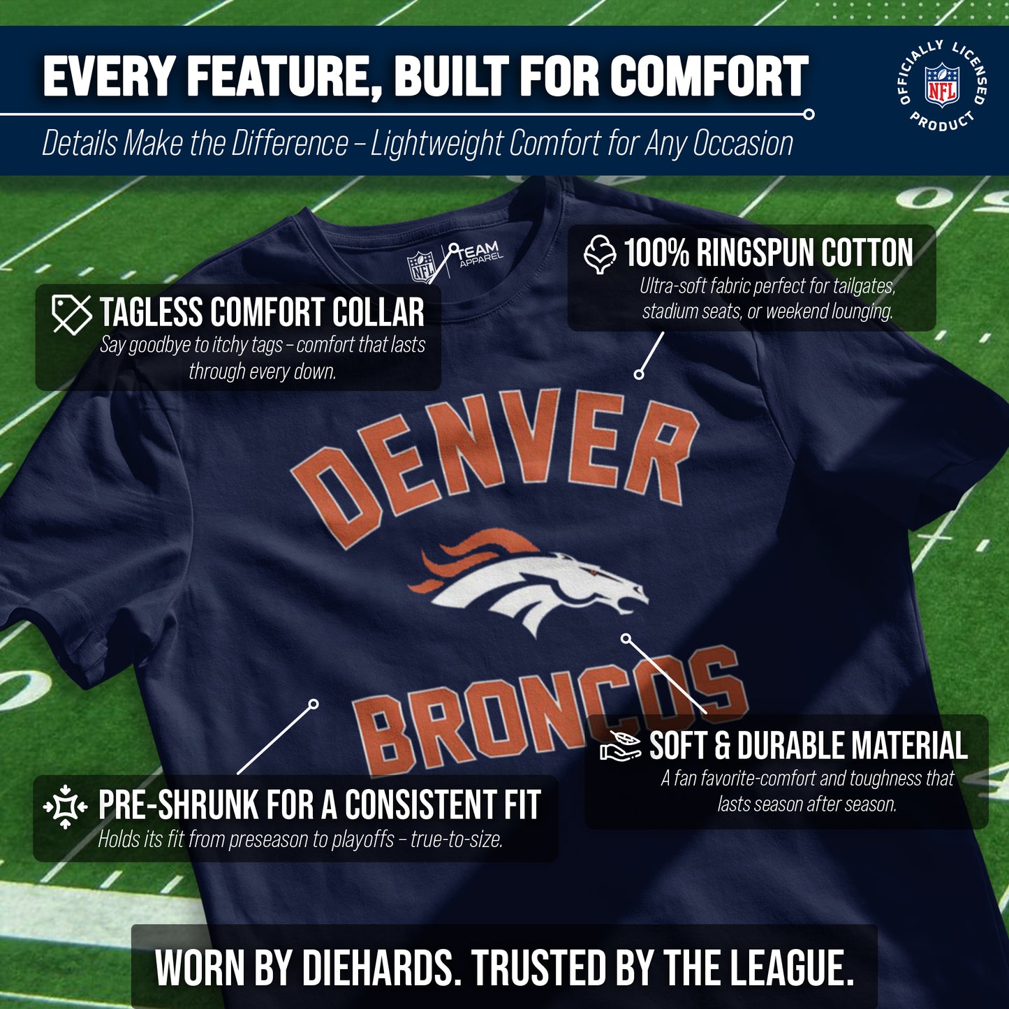 Denver Broncos Team Fan Apparel NFL  Gameday T-Shirt - Navy