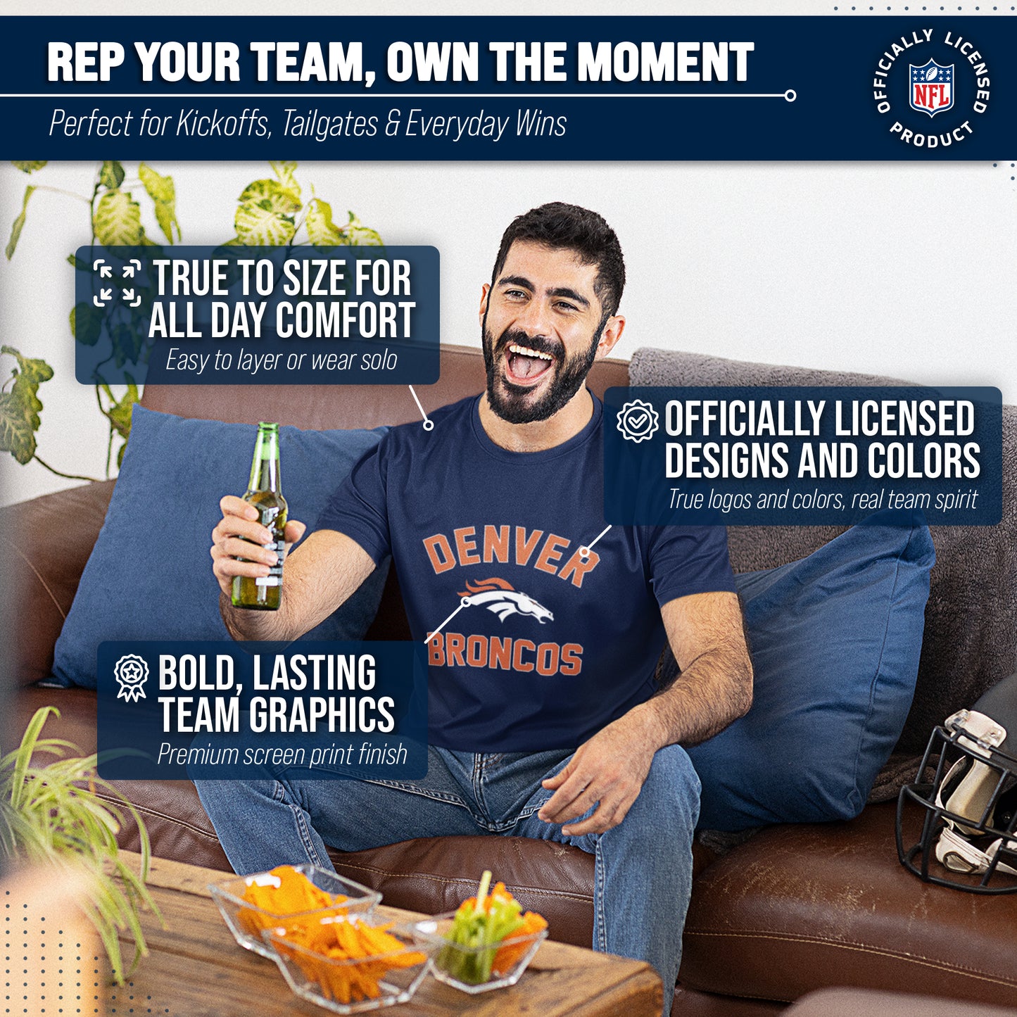Denver Broncos Team Fan Apparel NFL  Gameday T-Shirt - Navy