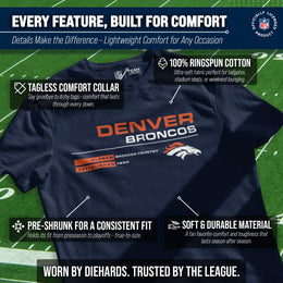 Denver Broncos Adult NFL Speed Stat Sheet T-Shirt - Navy