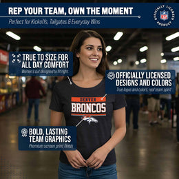 Denver Broncos NFL Women's Team Block Charcoal Tagless T-Shirt - Charcoal