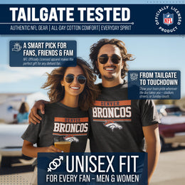 Denver Broncos NFL Adult Team Block Tagless T-Shirt - Charcoal