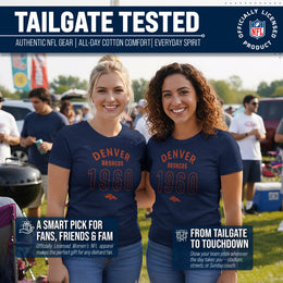 Denver Broncos NFL Womens Big Date Tag-Less T-Shirt - Navy