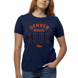 Denver Broncos NFL Womens Big Date Tag-Less T-Shirt - Navy