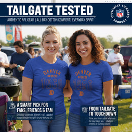 Denver Broncos NFL Womens Big Date Tag-Less T-Shirt - Royal Heather