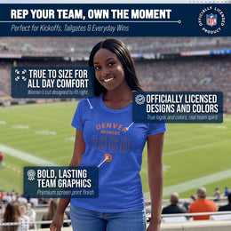 Denver Broncos NFL Womens Big Date Tag-Less T-Shirt - Royal Heather
