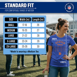 Denver Broncos NFL Womens Big Date Tag-Less T-Shirt - Royal Heather