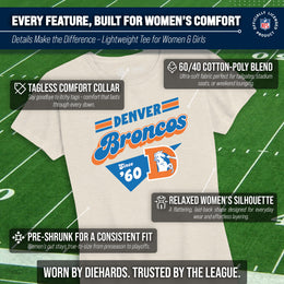 Denver Broncos NFL Womens Vintage Charm Tag-Less Soft T-Shirt - Birch