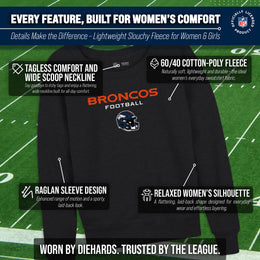 Denver Broncos NFL Womens Helmet French Terry Slouchy Top - Charcoal
