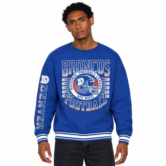 Denver Broncos  NFL Franchise Striped Rib Oversized Crewneck Men - Royal