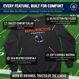 Denver Broncos Adult NFL Football Helmet Heather Crewneck Sweatshirt - Charcoal