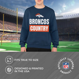 Denver Broncos NFL Adult Slogan Crewneck Sweatshirt - Navy