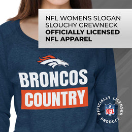 Denver Broncos NFL Womens Plus Size Team Slogan Crew Neck - Navy